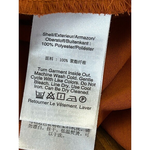 DKNY Burnt Orange‎ Ruffled Tie Front Dress With Cap Sleeves Sz 8 - Picture 7 of 7